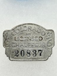 A125 Colorado Chauffeur Badge 1936  #20837