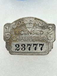 A126 Colorado Chauffeur Badge 1936  #23777
