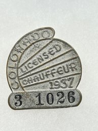 A131 Colorado Chauffeur Badge 1937  #3-1026