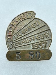 A133 Colorado Chauffeur Badge 1937  #5-80