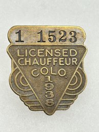 A135 Colorado Chauffeur Badge 1938  #1-1523