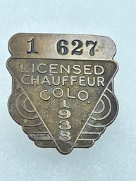 A136 Colorado Chauffeur Badge 1938  #1-627