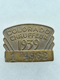 A139 Colorado Chauffeur Badge 1939  #1-4962