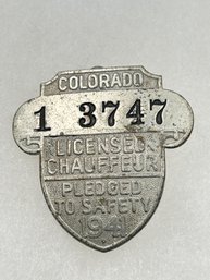 A144 Colorado Chauffeur Badge 1941  #1-3747