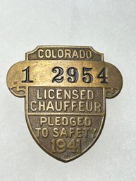 A145 Colorado Chauffeur Badge 1941  #1-2954