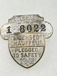 A148 Colorado Chauffeur Badge 1941  #1-8022