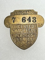 A152 Colorado Chauffeur Badge 1941  #7-643