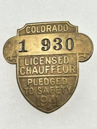 A153 Colorado Chauffeur Badge 1941  #1-930