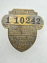 A155 Colorado Chauffeur Badge 1941  #1-10242