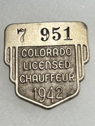 A158 Colorado Chauffeur Badge 1942  #7-951
