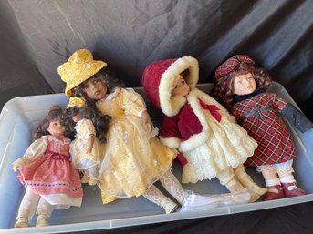 110 - Ceramic Dolls 14'-19' 4pc  - LOCAL PICKUP ONLY