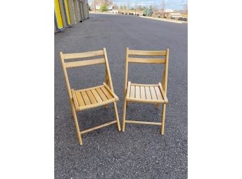 S107 - Two Oak Folding Chairs - LOCAL PICKUP ONLY