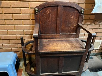 Antique Hall Settee With Umbrella Stands And Storage