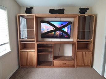 Vintage 1990s Oak Entertainment Center