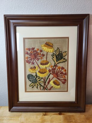 Vintage Crewel Embroidery Pom Pom Flowers -  Pauline Denham