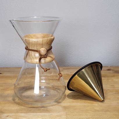 Vintage Chemex Pyrex Coffee Maker, Drip Coffee Pot With Barista Warrior Filter
