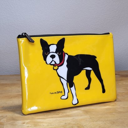 Marc Tetro Boston Terrier Cosmetic Zip Yellow Bag - Clean Inside