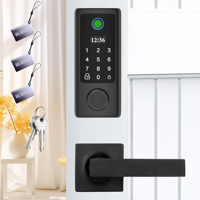 BEBASIA Fingerprint Smart Door Lock With 2 Level Handles, Keypads
