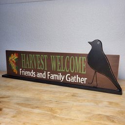 Harvest Welcome Sign With Black Bird