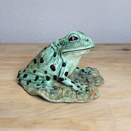 Italian Ceramic Frog Sitting On Lily Pad