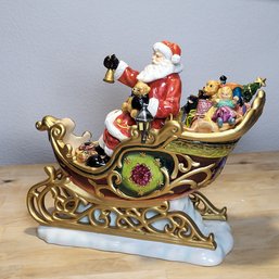 13' Ceramic Santa Claus In Sleigh