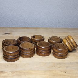 Set Of 9 Napkin Rings Wood - Lot 2