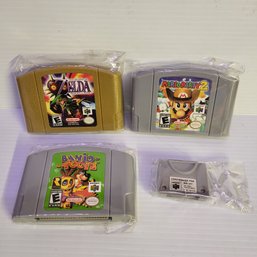 Three Nintendo 64 Games - Zelda / Mario Party / Banjo Tooie - Games Are Reproduction