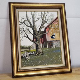 Signed H Hargrove Framed Serigraph Painting Farm Barn 16'X11' Old Mill -