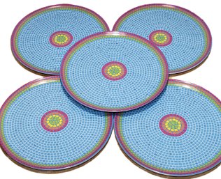 Set Of 5 Small Salad Plates - Mosaic Tile Design Plastic