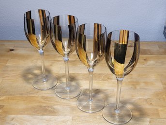 Metallic Stripe Champagne Glasses Set Of 4