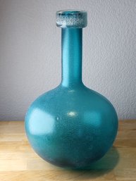 West Elm Sea Glass Frosted Ocean Aqua Blue Bud Vase 11'