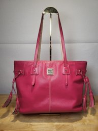 Dooney & Bourke Pink Leather Davis Tassel Shopper Tote