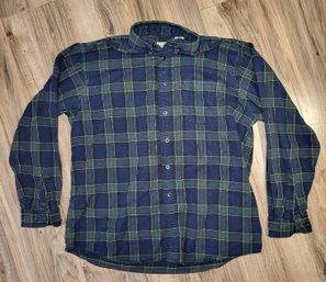 LL Bean Flannel Button Up Long Sleeve - Size Large