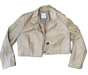 XL Crop Top Button Tan Jacket - Bagatelle NY