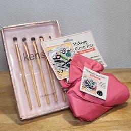 Set Of 2 New Makeup Items- Kensie Cosmetics Makeup Brushes And Cinch Tote