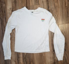 XS Wild Fable White Long Sleeve Top - Rainbow Heart