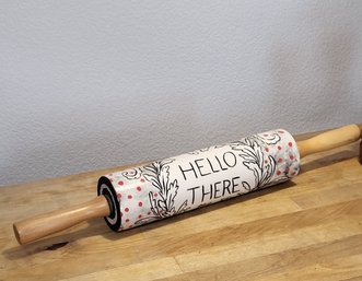 Anthropologie MOLLY HATCH Ceramic ROLLING PIN - HELLO THERE - 9.5 Inch Roller