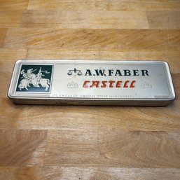 Vintage A.W. Faber Castell Tin Hinged Pencil Box With Leads