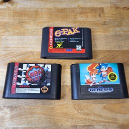 3 Sega Genesis Games -6Pak, NBA Jam, Sonic