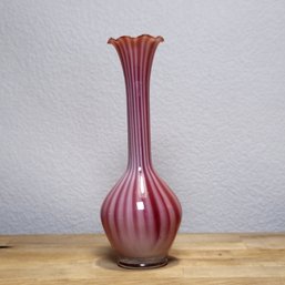 8' Cranberry Pink Swirl Glass Vase