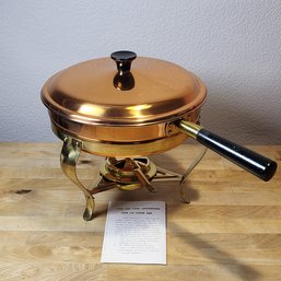 Vintage Copper And Brass Plated Chafing Dish 2QT Pot