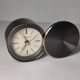 Tiffany & Co Barrel Desk/Travel Alarm Clock Brushed Steel