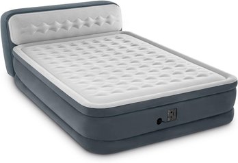 Intex Dura-Beam Deluxe 18 Inch Queen Sized Air Mattress Comforting Bed With Built In Electric Pump