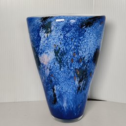 Badash Art Glass Vase,  Blue Art Glass Vase Murano Style