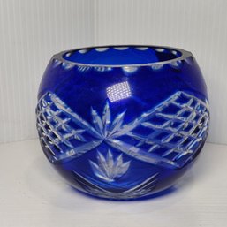 Godinger Blue Cut To Clear Crystal Votive Candleholder