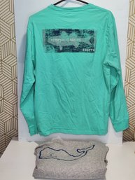 2 MEDIUM Vineyard Vines Long Sleeve Shirts With Whale