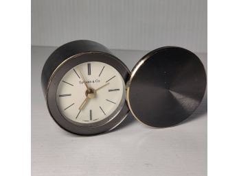 Tiffany & Co Barrel Desk/Travel Alarm Clock Brushed Steel