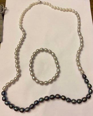 Honora Tri-color Pearl Strand Necklace And Matching Bracelets