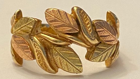 14kt Yellow And Rose Gold Leaf Motif Ring