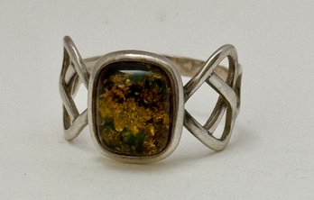 Sterling Silver And Amber Ring